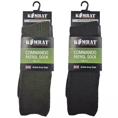 Cadet Patrol Socks British Army Style Military Commando Black Green Size 4-7 • £7.95