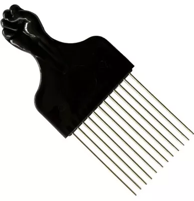 Luter Metal Afro Pick Combs 3Pk Black Fist Metal Lift Hair Detangle Brand New • $12.60