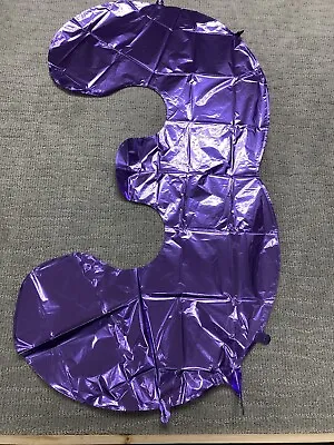 40” Large Purple Number 3 Balloon Foil Mylar Party Birthday Wedding Baby • $6.75