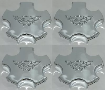 $129.95 • Buy (4) Embossed Flags Z06 00-04 Chevy Corvette C5 Chrome Wheel Rim Center Caps 517