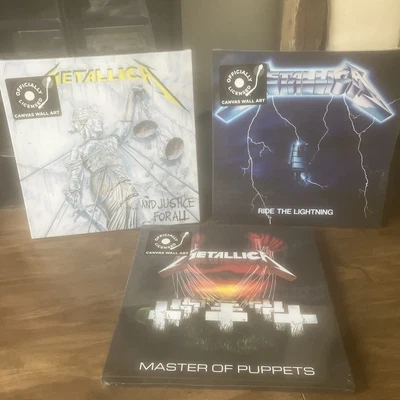 £41.95 • Buy Metallica Canvas Prints X 3  Puppets Lightning Justice Classic Album  40x40cm