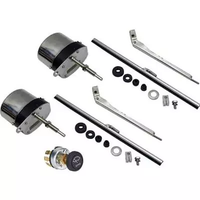 Stainless 12 Volt Electric Windshield Wiper Motors & Dual Switch Kit Universal • $150.99