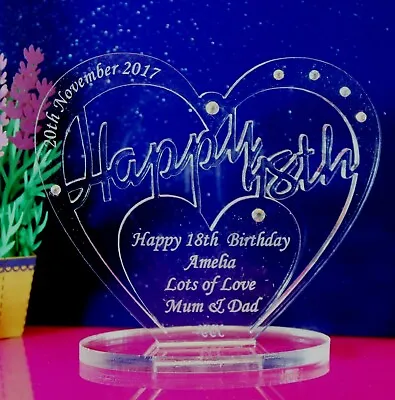 Personalised 18th Birthday Gift Heart With Message -  Free Standing Keepsake • £5.95