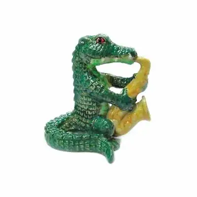 Northern Rose Green - Musician Crocodile With Sax - Miniature Porcelain Figurine • $14.99