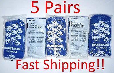 5 Pair McKesson Blue XL Non Skid Hospital Travel Slipper Socks Above Ankle • $16.99