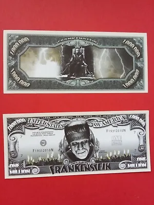  2 Frankenstein Boris Karloff  Million Dollars Doubleside Novelty Banknotes.  • £1.95