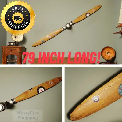 Vintage AIRPLANE PROPELLER 79-Inch WWI Wall Decor Collectible Aviation Display • $260