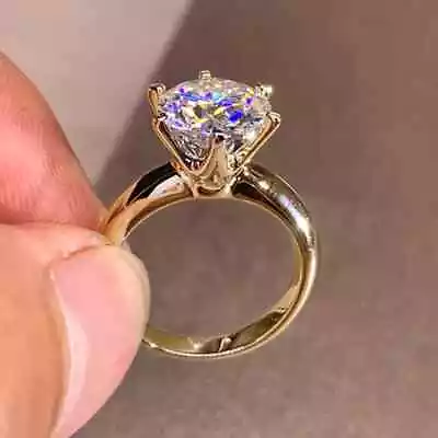 2 Carat D Color VVS1 Moissanite 18K Yellow Gold Plated 925 Sterling Solitaire • $55.20