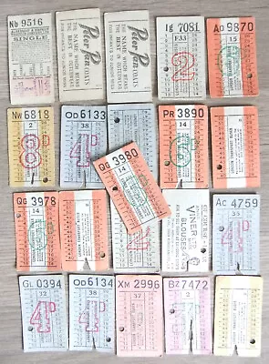 RARE VINTAGE 1950s USED BUS TICKETS JOBLOT MOSTLY FROM LONDON - SOME DAMAGE • £2.50