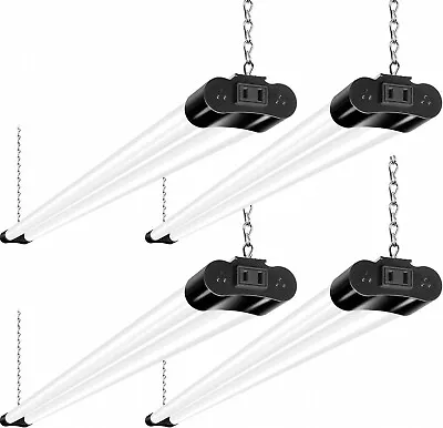 4 Pack 4FT Linkable LED Shop Light For Garage 4400lm 42W Utility Light - Black • $39.99