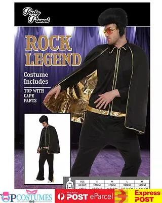Rock Legend Black Adult Mens Elvis Presley Cape 1950 Rock Star Costume • $56.45