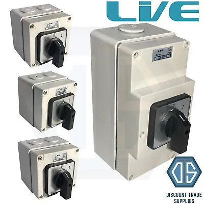 Live IP66 Enclosed Changeover Switch 20 25 32 63 Amp 3 Pole Surface Mounted • £4.99