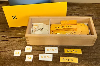 Authentic Montessori Multiplication Equations & Products Box W Chips By Nienhuis • $12