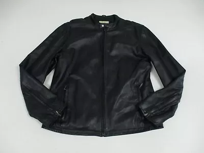 Merona Leather Jacket Men's Size Medium Black Designer Mock Neck Biker • $48.88