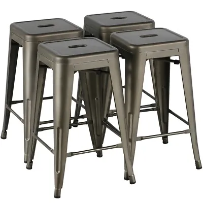 Metal Counter Height  Bar Stools Kitchen Stools Backless Stackable Bar Set Of 4 • $109.99