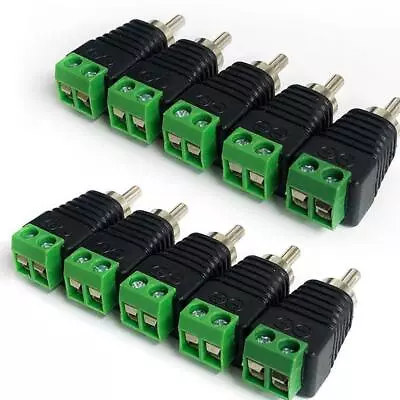 10pcs Of Speaker Wire Cable To Audio RCA Male Connector Jack Plug Adapter H7Y4 • $6.13