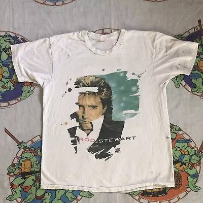 $40 • Buy Vintage 91 Single Stitch Rod Stewart Vagabond Heart T Shirt Mens XL Made In USA
