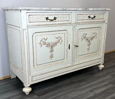 French Shabby Chic Marble  Topped Chest Of Drawers / Sideboard (LOT 2049) • £449