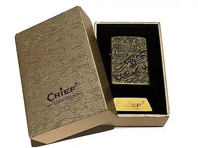 $39.95 • Buy Armor® Antique Brass 360 Degree Chief Oil Lighter Brand  Wind Proof Great Gift