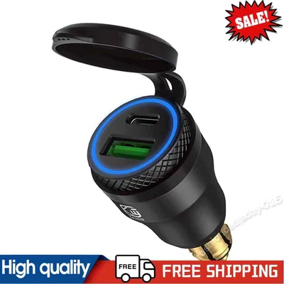 £10.31 • Buy DIN Hella Plug To QC3.0 + PD USB Charger Adapter With LED Light For Motorcycle