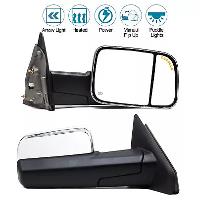 Pair Tow Mirrors Power Heated For 2004-2008 Dodge Ram 2500/3500 Pickup Chrome • $134.66