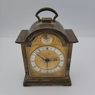 VTG Swiss Swiza Sheffield Alarm Damascene 8 Day Carriage Brass Case Clock 8d • $84.91