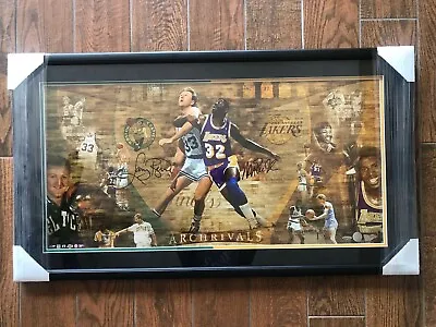 Magic Johnson & Larry Bird Dual Signed 18x36 Poster AUTO 45/50 UDA Hologram HOF • $1444.99