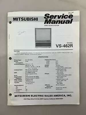 Mitsubishi VS-462R Original Service Manual Free Shipping • $10