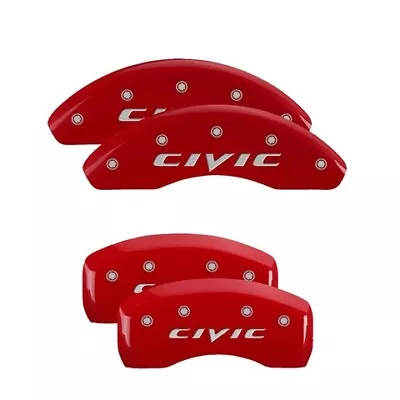 MGP Caliper Covers Set Of 4 Red Finish Silver Honda Civic (2015) • $289