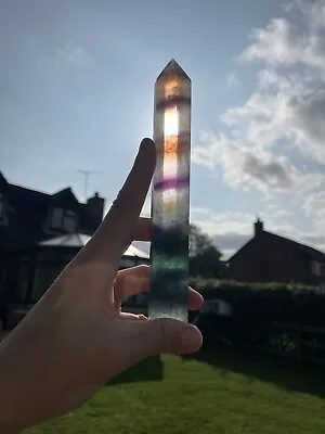 Watermelon Rainbow Fluorite Crystal Tower Polished Quartz Chakras Healing Gift • £21