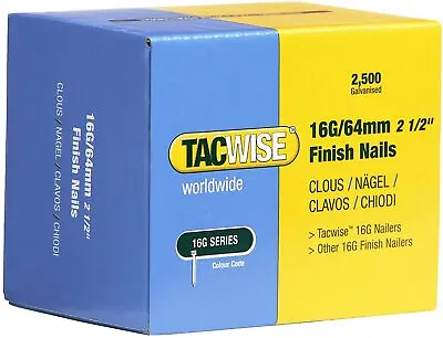 Tacwise 0301 Type 160 (16G) / 64 Mm Galvanised Finish Nails Pack Of 2500 • £11.50