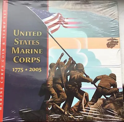2005 Marine Corps Silver Dollar Coin And Stamp Set U.S Mint Sealed • $67