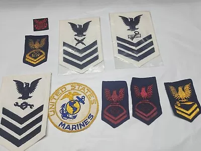 Vintage 9 Authentic Us Navy Rates Shoulder  Patches Marine Corp Merchant Marine • $1.99