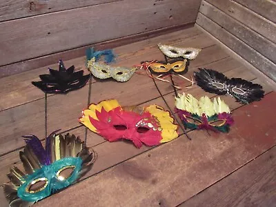 LOT Mardi Gras Halloween Feather Eye Masks Assortment - 8 Pieces • $49.99