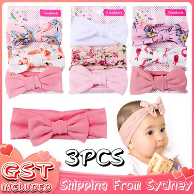 $7.45 • Buy 3pcs/Set Baby Girl Infant Toddler Headband Wrap Top Knot Soft Single Bow Turban