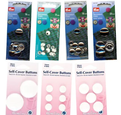 Hemline White Nylon Or Prym Metal Self Cover Button Snap On Back DIY ASSEMBLY UK • £3.35