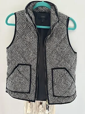J.CREW Excursion Puffer Vest Size Small Black Tan Herringbone #2 • $24.99