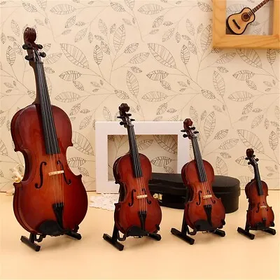 Mini Violin With Case Music Instrument Gift Wooden Mode Collection Small Gifts • £16.62