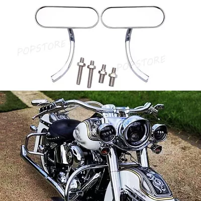 Motorcycle Chrome Oval Mirrors For Harley Softail Deluxe Street Glide Road King • $34.46