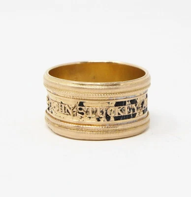 £995 • Buy Antique Georgian 1810 Solid 22ct Gold Enamel Mourning Ring Band Size L 1/2 6.7g