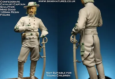 SK Miniatures Confederate Cavalry Officer ACW 120mm Unpainted Kit MIKE GOOD • £34.99