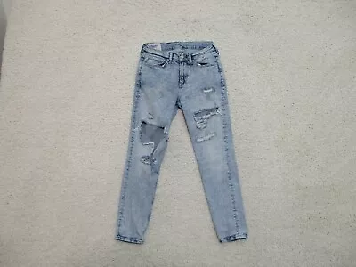 H&M &Denim Jeans 30 Womens Skinny Cropped Distressed Acid Wash Blue Denim Casual • $12.75