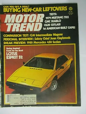 Motor Trend Magazine August 1978 Gmc Diablo 1979 Ford Mustang Trx Mercedes 450 • $12.95