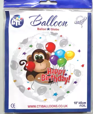 CTi Helium Foil Balloon 18  Happy Birthday Monkey With Balloons 114862 • $1.56