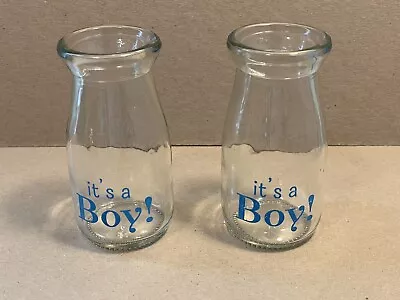 Pair Of Miniature Milk Bottles It’s A Boy! Half-cup 4 Ounce • $5.99