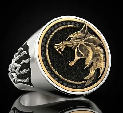$9.90 • Buy The Witcher Ring Wolf Head Witcher Claw Silver Gold Gothic Men Ring Punk