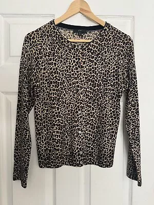 J Crew Women's Leopard Merino Medium Cardigan EUC • $34.95