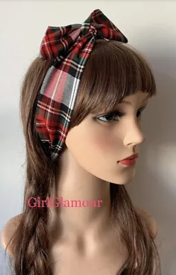 Modern Dress Tartan Headband Bandana Hairband Bow Tie Wired Burns Night • £2.99