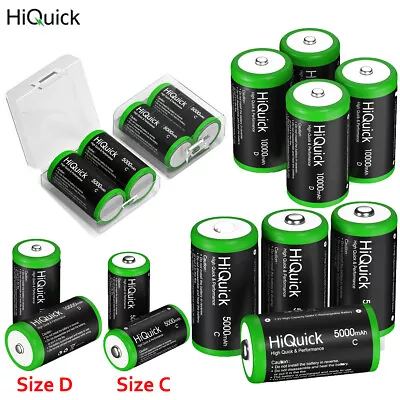 HiQuick Ni-MH Size C D Cell Rechargeable Batteries Battery Lot • $9.99