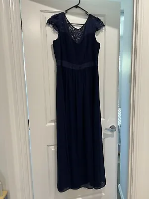 Review Navy Blue Formal Bridesmaids Dress Maxi Size 16 • $25